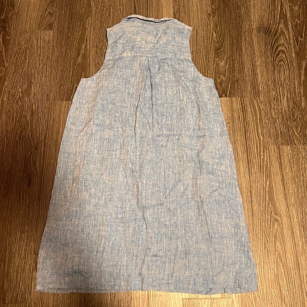 Sara Campbell Blue Sleeveless A-Line Dress with Mandarin Collar - Picture 8 of 10